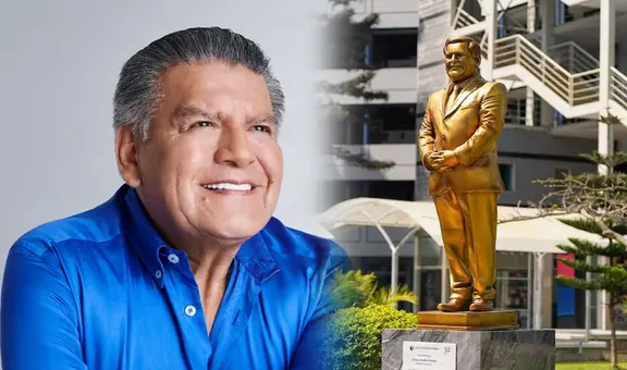 UCV devela estatua dorada en tamaño real de César Acuña y usuarios reaccionan: "Plata como cancha"