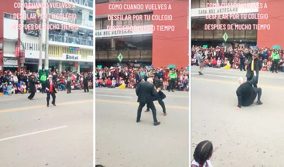 Exalumnos de colegio en Huancayo sacaron los pasos prohibidos en desfile: “Recordaron sus buenas épocas”