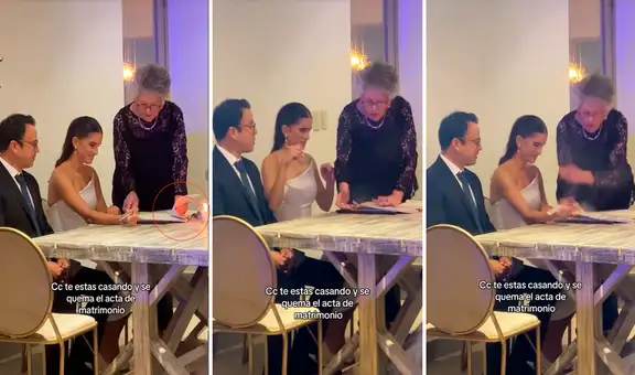 Mujer firma su acta de matrimonio, pero documento se quema durante ceremonia: ¿presagio o accidente?