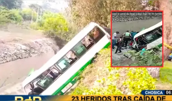 Accidente en Chosica: cúster del Chosicano cae a canal de regadío y deja más de 20 heridos