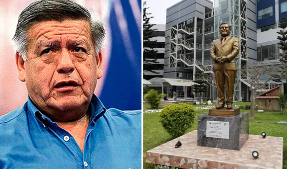 Estatua de César Acuña fue puesta nuevamente en campus de la UCV de Trujillo