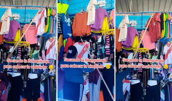 Vendedora saca la camiseta de Perú de su muestrario y coloca la de Venezuela: “¿Perdió la fe?”