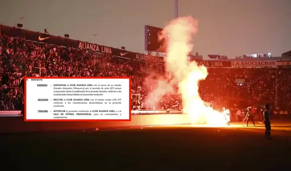 FPF sanciona a Alianza Lima con el cierre de Matute por 7 meses y casi 100.000 soles de multa