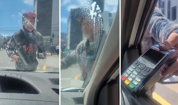 Limpiador de luna en Chile sorprende al sacar POS para cobrar a conductor de taxi: “Es un visionario”
