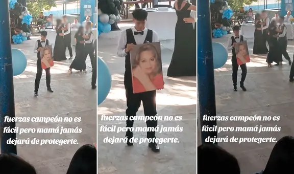 Joven hace llorar a miles al bailar en su fiesta de promoción con el cuadro de su madre fallecida