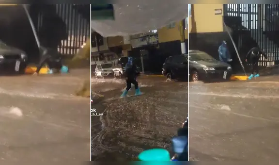Joven intentó cruzar calles de Puno repletas de agua de lluvia y se resbala: "Amor, no podré verte"