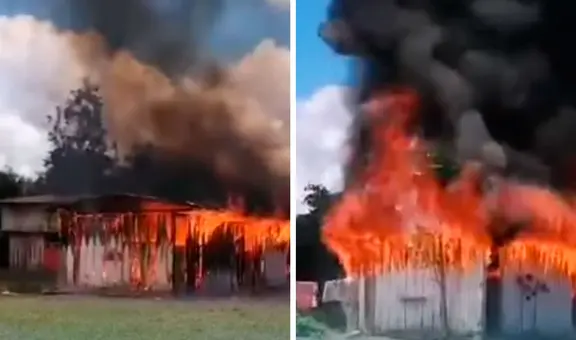 Incendio consumió aula de niños de 4 años y habitaciones de profesores en colegio de Junín