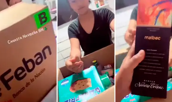 Trabajadora del Banco de la Nación muestra su canasta navideña y en redes dicen: “Caja Huancayo es insuperable”