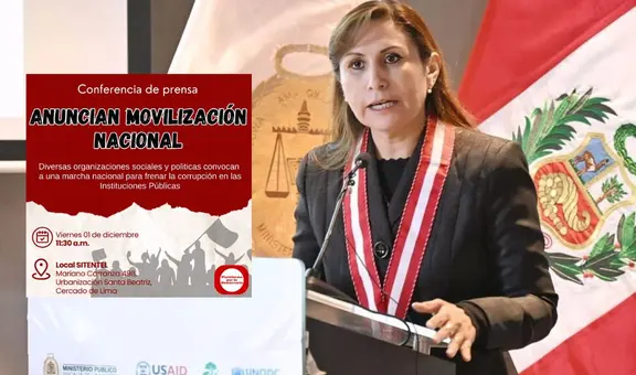 Convocan marcha nacional para el sábado 2 de diciembre con el fin de exigir renuncia de Patricia Benavides