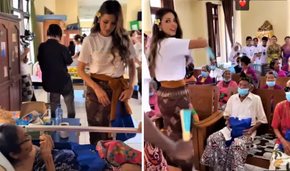 ¡Llevó alegría! Luciana Fuster visita asilo de ancianos en Indonesia y los sorprende con regalos