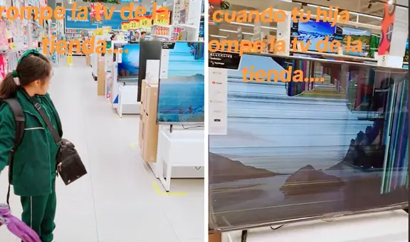 Niña rompió televisor en supermercado de Cusco y usuarios de TikTok cuestionan: "¿Pagaron?”