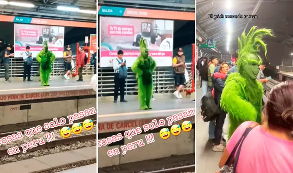 Pasajeros del Metro de Lima se sorprenden al ver al 'Grinch': “Iba a Villaquién y terminó en VMT”
