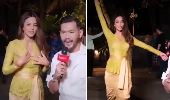Luciana Fuster es ignorada por periodista en Bali, pero se 'roba' miradas bailando marinera