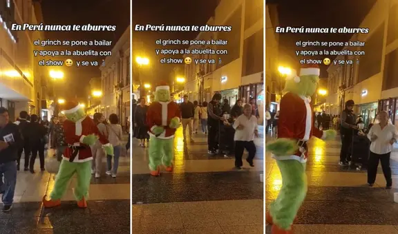 ‘Grinch’ se une al show de adulta mayor en jirón de la Unión y enternece a todos: “La Navidad une talentos”