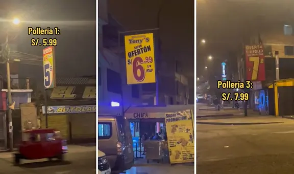 Pollerías de San Juan de Lurigancho ofrecen increíbles promociones en una misma calle: “Solo pasa en PERÚ”