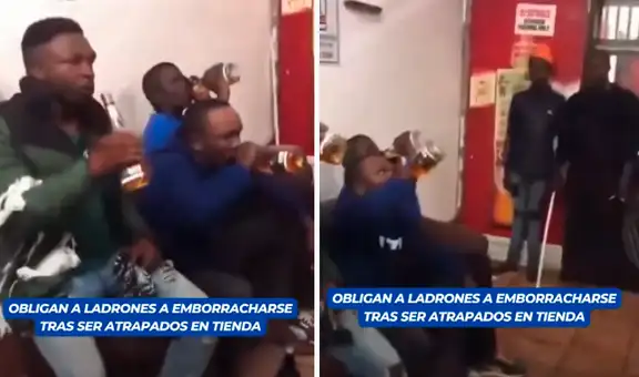 Dueño de bar atrapa a ladrones en su tienda y los obliga a beberse todos los licores robados