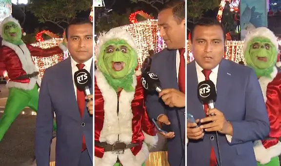 Periodista de RTS Ecuador es interrumpido por el ‘Grinch’ durante transmisión en vivo: "Se van a quedar sin Navidad”