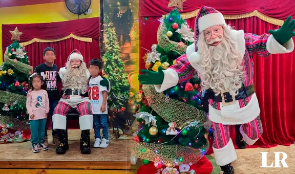 Papá Noel lleva la magia de la Navidad a los niños con sorprendente traje andino: "Hecho en PERÚ"