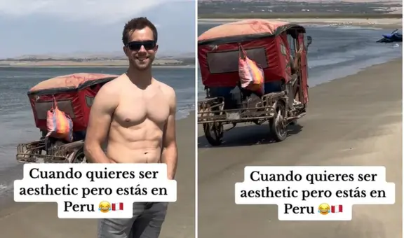 Joven de EE. UU. en Perú visita la playa y ve pasar una mototaxi en la orilla del mar: "Quería ser aesthetic"