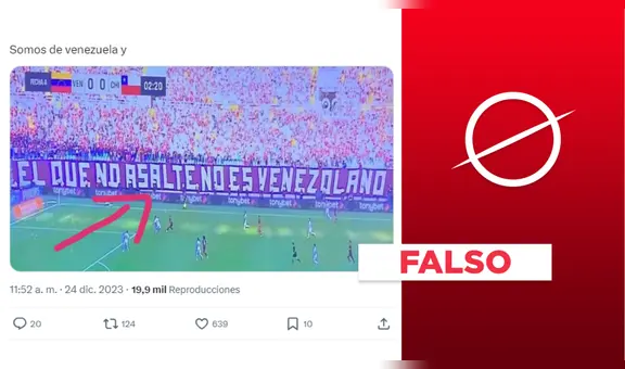 La imagen del lienzo con la leyenda “el que no asalte no es venezolano” ha sido editada