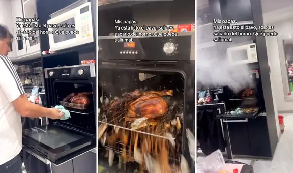 Hombre queda en shock al romperse fuente del pavo tras sacarlo de horno: “Adiós, cena navideña”