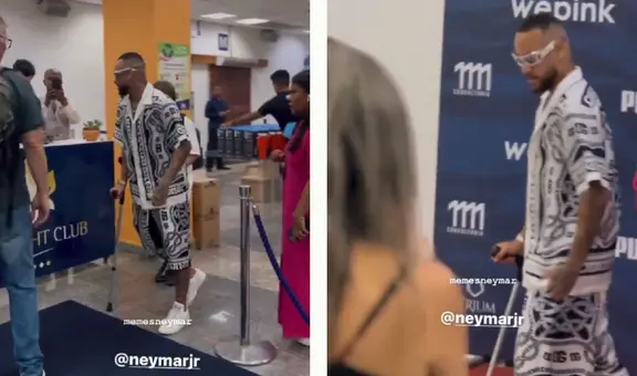 ¡Lesionado y con bastón! Así llegó Neymar a su lujoso crucero con casino, shows, parque acuático y más