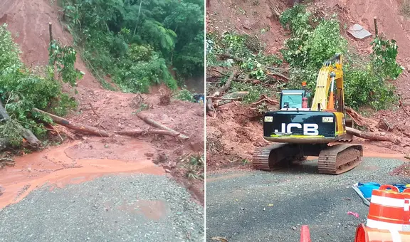 Carretera que une San Martín y Loreto está bloqueada tras derrumbe provocado por lluvias