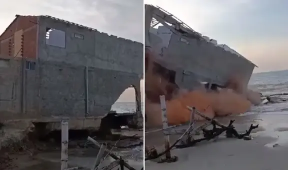 Tumbes: fuerte oleaje provocó el colapso de una casa en playa Zorritos