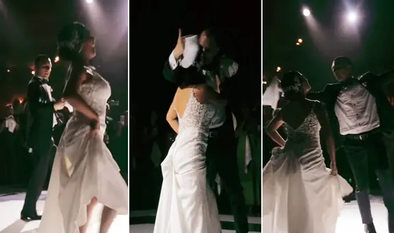 Esposos muy fieles a sus tradiciones abren su fiesta de boda al ritmo de marinera: “Qué viva el Perú”