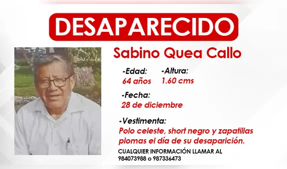 Callao: adulto mayor desaparece tras salir a correr y familia pide ayuda para dar con su paradero