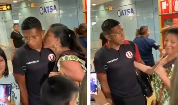 Edison Flores y su curiosa reacción al recibir inesperado beso de una señora en el aeropuerto