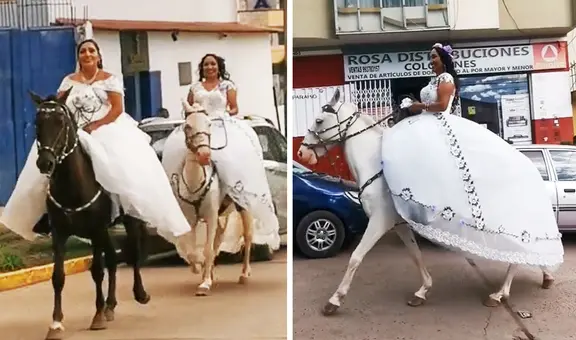 Hermanas causan furor al casarse el mismo día en Cusco y llegar a boda en caballos: "Hermoso"