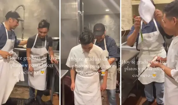 Mexicano se gradúa de lavaplatos en EE. UU. para convertirse en cocinero y conmueve en redes: “Así se empieza”