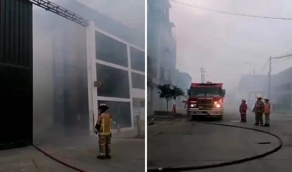 Ate: reportan incendio de gran magnitud en depósito de materiales inflamables