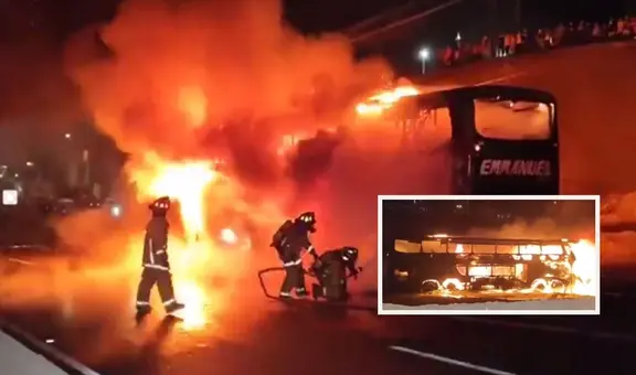 Bus que partió de Lima a Chiclayo se incendió en la Panamericana Norte