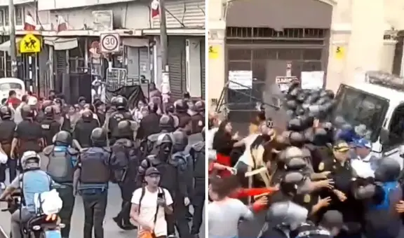 Comerciantes y fiscalizadores se enfrentan en exteriores del Congreso