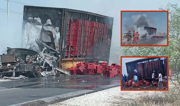 Camión repleto con cajas de cervezas se incendia en carretera de Piura: ¿qué ocurrió?