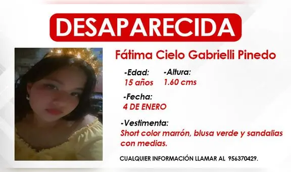 VMT: escolar lleva 15 días desaparecida y madre sospecha que fue secuestrada