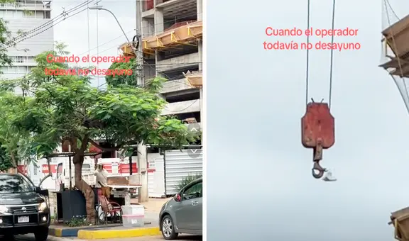 Operario de construcción utiliza grúa torre para subir su desayuno hasta el piso 8: “Solo en Perú”