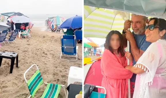 Van a la playa para disfrutar del sol, pero son sorprendidos por intensa llovizna: “¡Mis ahorros!”