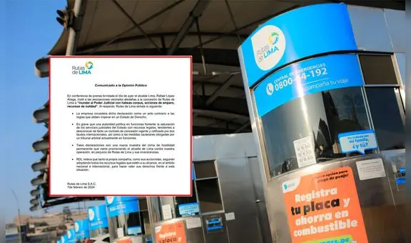 Rutas de Lima acusa a López Aliaga de incitar a la ciudadanía a demandar a concesionaria