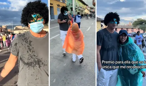 Christian Meier llegó camuflado a los carnavales de Cajamarca, pero terminó siendo mojado y reconocido