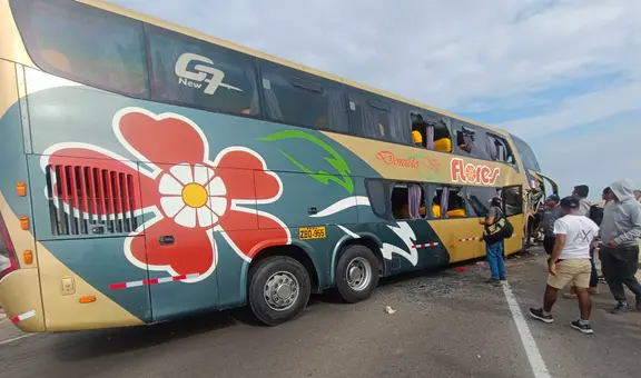 Piura-Lambayeque: choque entre bus de empresa Flores y tráiler deja 2 muertos y 16 heridos