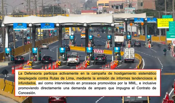 Rutas de Lima ante informe de Defensoría sobre peajes: “Está plagado de errores”