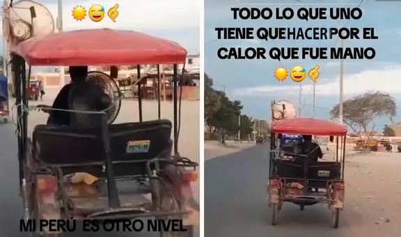 Peruano acondiciona un ventilador a su mototaxi ante intenso calor: “El pasajero viaja feliz”