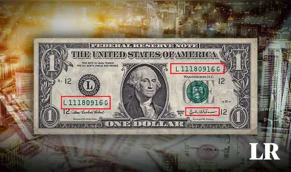 El billete de 1 dólar, conocido como escalera, cotizado en S/24.000 por su número de serie