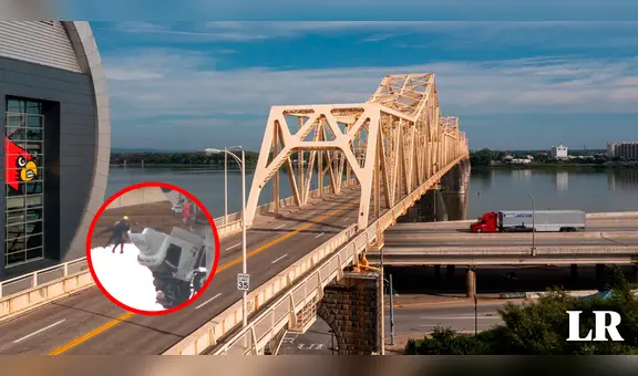 Rescate de película en EE. UU.: bomberos salvan a conductor de caer al agua tras quedar colgando en un puente