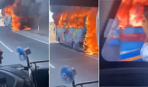 Panamericana Norte: bus de transportes se incendia en variante de Pasamayo