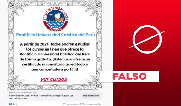 La PUCP no anunció este “curso gratuito con certificado universitario acreditado”