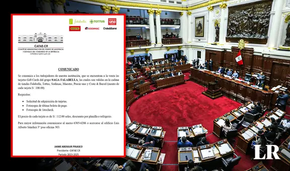 Congreso vende gift cards de S/100 de consumo a S/112 para sus trabajadores